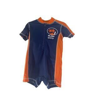 KOALA KIDS Boys Short Sleeve Half Zip One Piece Swim Suit / Size: 12 Months